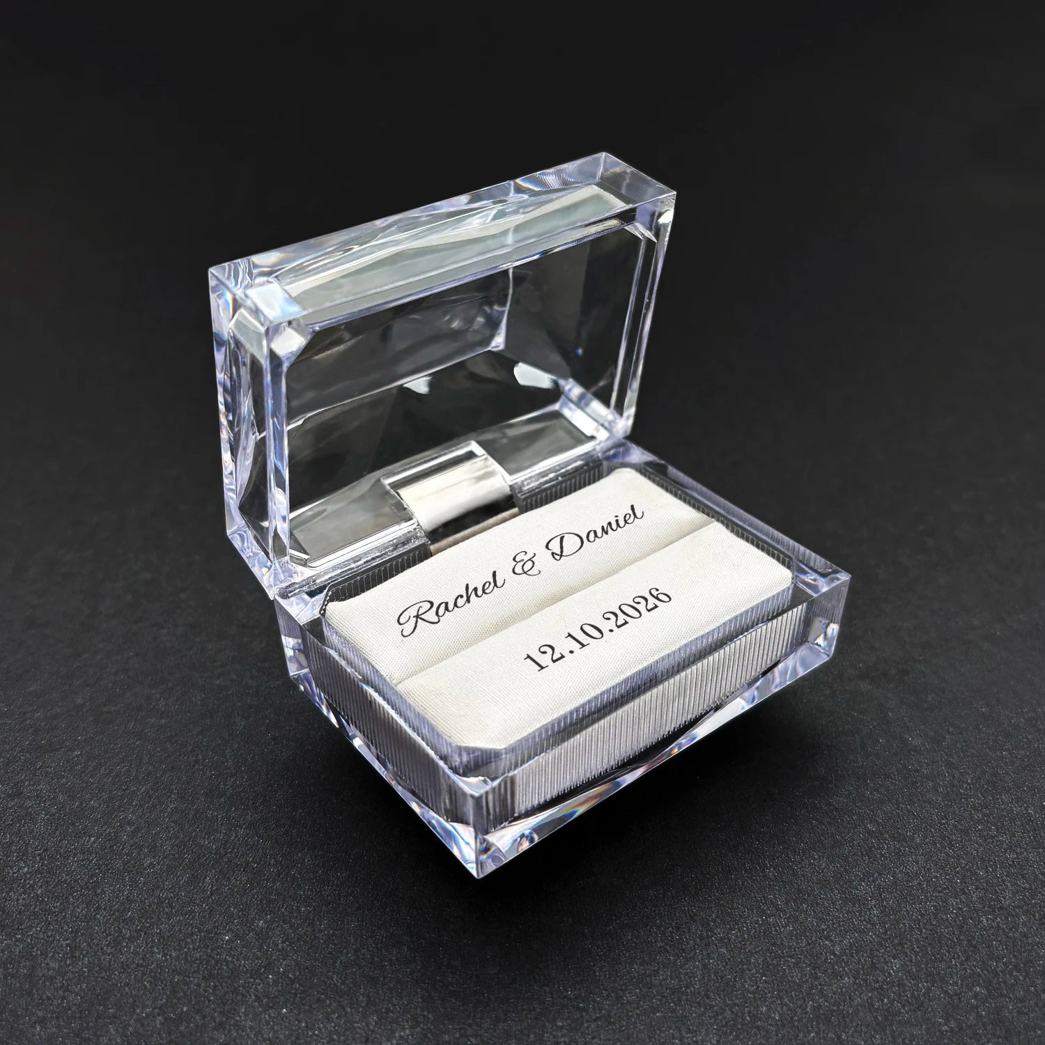 Custom wedding ring box for 2 rings Personalized Acrylic Ring Box for bride and groom before church Ring Box for the Wedding