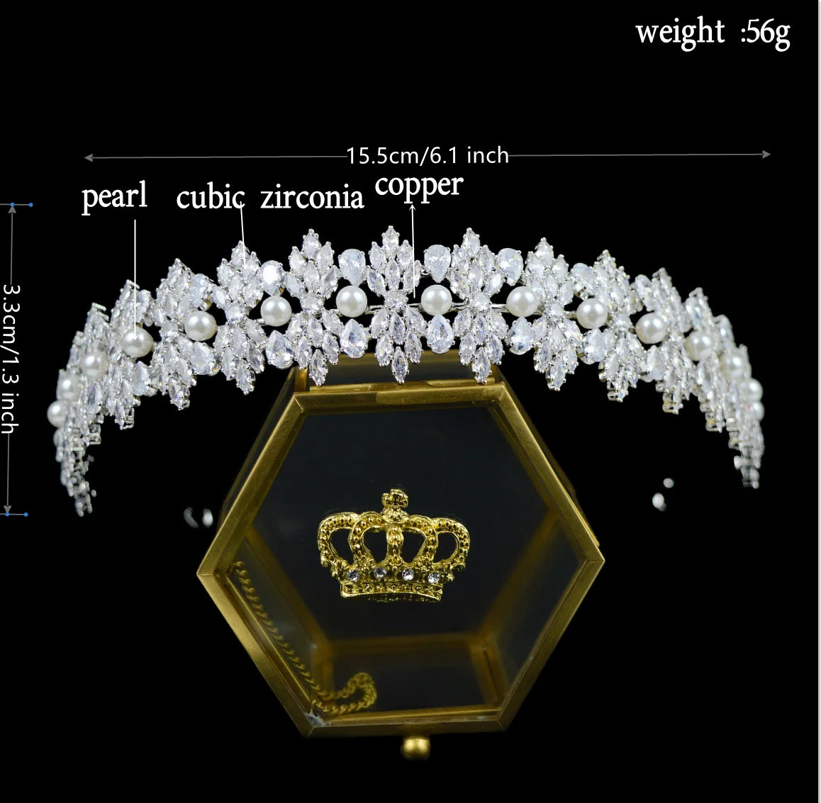 Tiara Luxo com Zircónias Cúbicas
