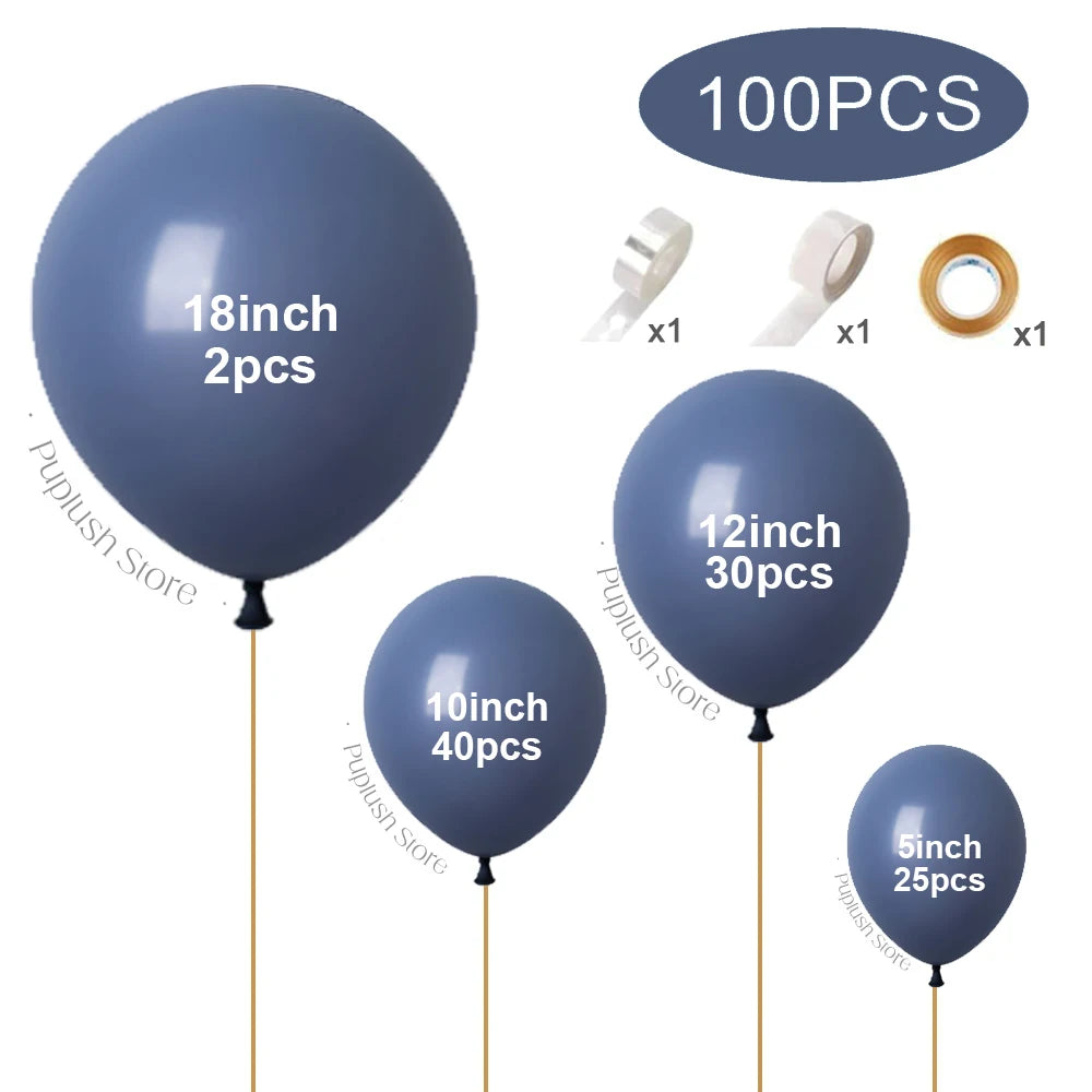 Pack de 100 Balões Azul Poeirento (Dusty Blue) – Decoração Elegante para Festas e Casamentos