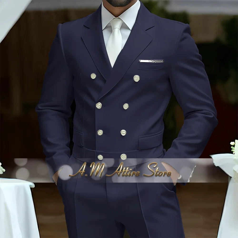 Fato Masculino Branco de Luxo – Blazer Cruzado e Calças Elegantes