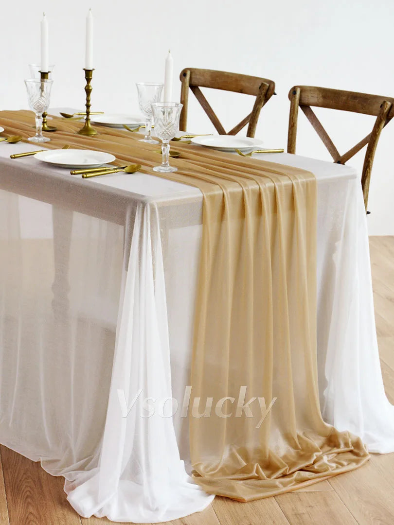 Caminho de Mesa em Gaze Luxuosa – Decoração para Casamentos e Eventos