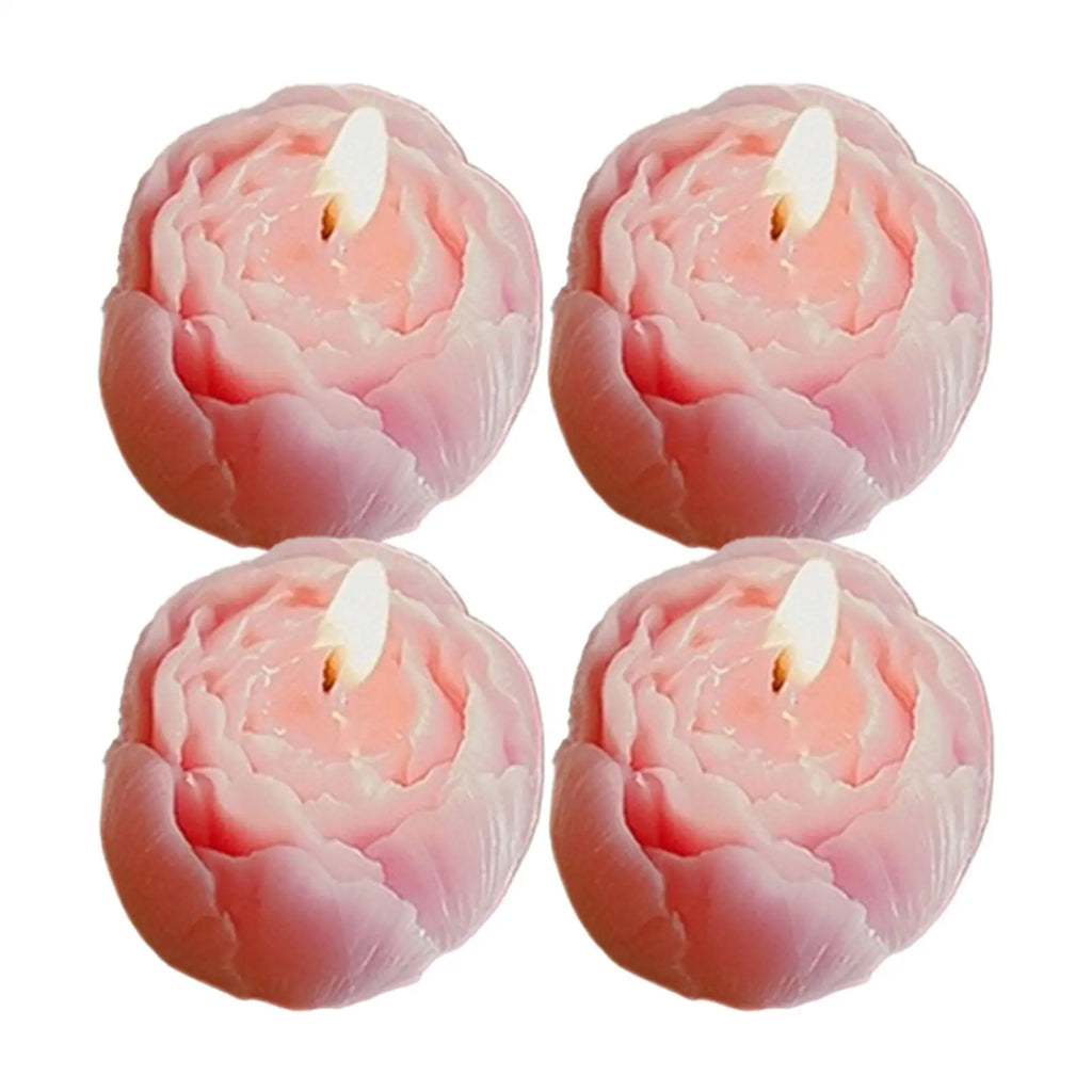 Velas Artesanais em Forma de Rosa — Kit com 4 Unidades