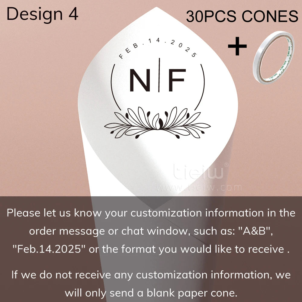 Cones para Confettis Personalizados – Papel Elegante para Casamento