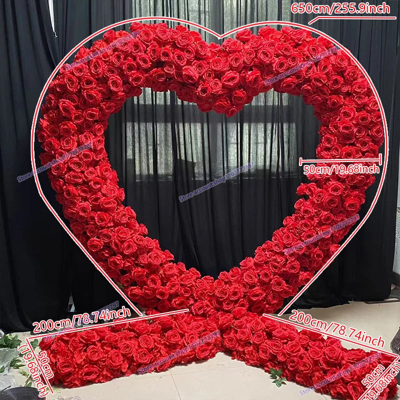 Arco Floral Artificial em Forma de Coração – Decoração Luxuosa para Casamentos