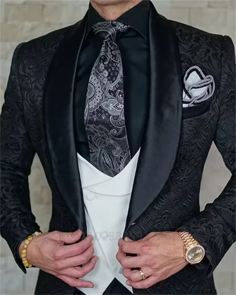 Fato Premium Jacquard de 3 Peças para Homem