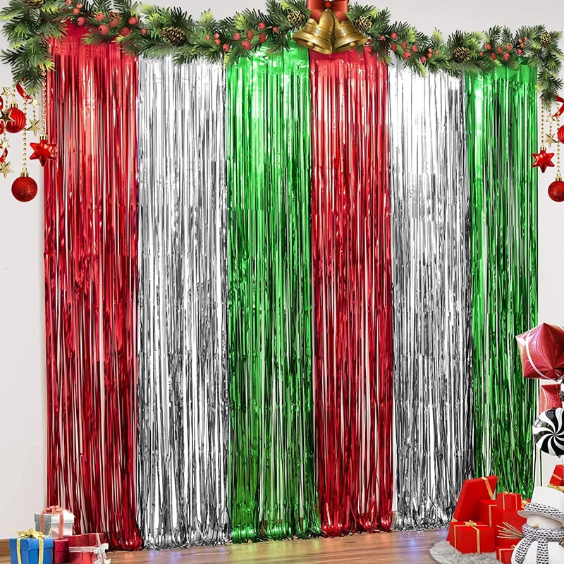 Cortina Metalizada com Franjas – Fundo Decorativo para Festas e Eventos