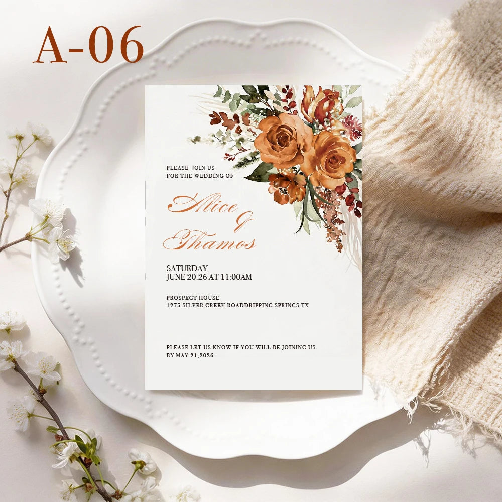 Convites de Casamento Personalizados Floral – 10 a 50 Unidades | Save the Date Premium