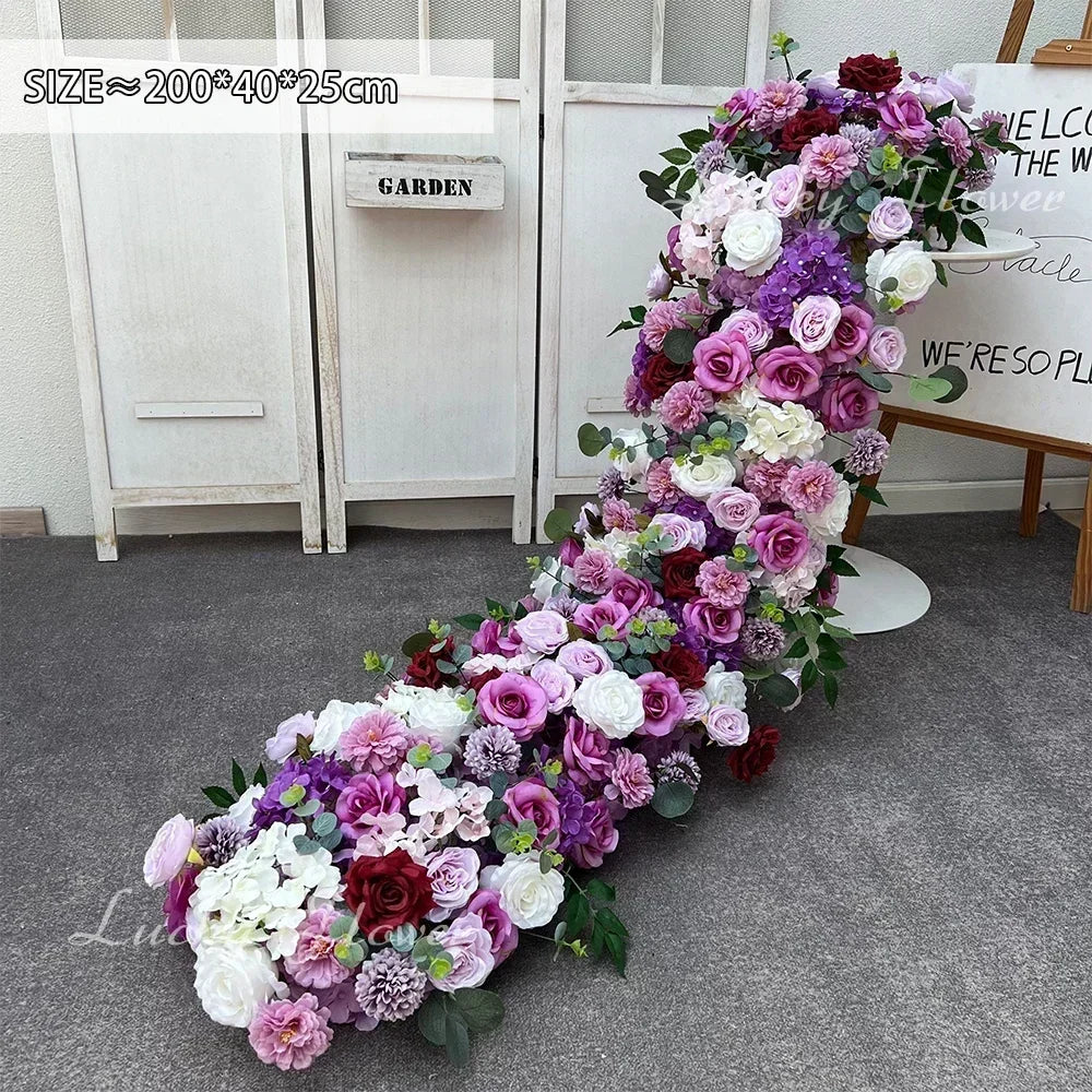 Arranjo Floral Artificial Luxo 2 m – Rosas em Seda para Mesas, Arcos e Casamentos