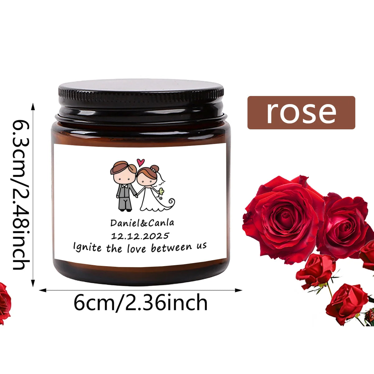 Vela Aromática Personalizada para Lembranças de Casamento — 70 g