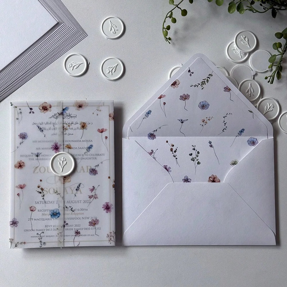 Conjunto de Convites Florais Premium – Pack de 10