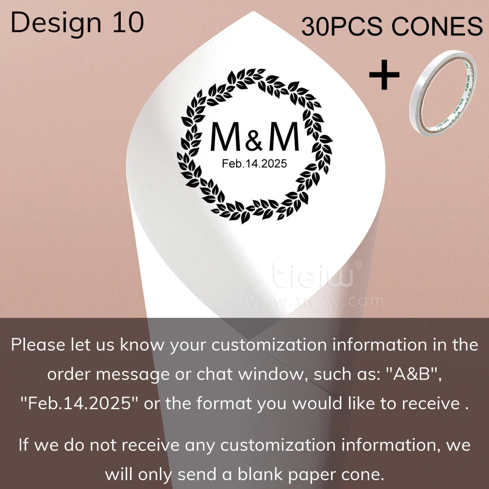 Cones para Confettis Personalizados – Papel Elegante para Casamento