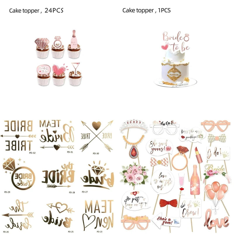 Kit de Decoração "Bride to Be" Rose Gold – Balões e Decoração para Despedida de Solteira