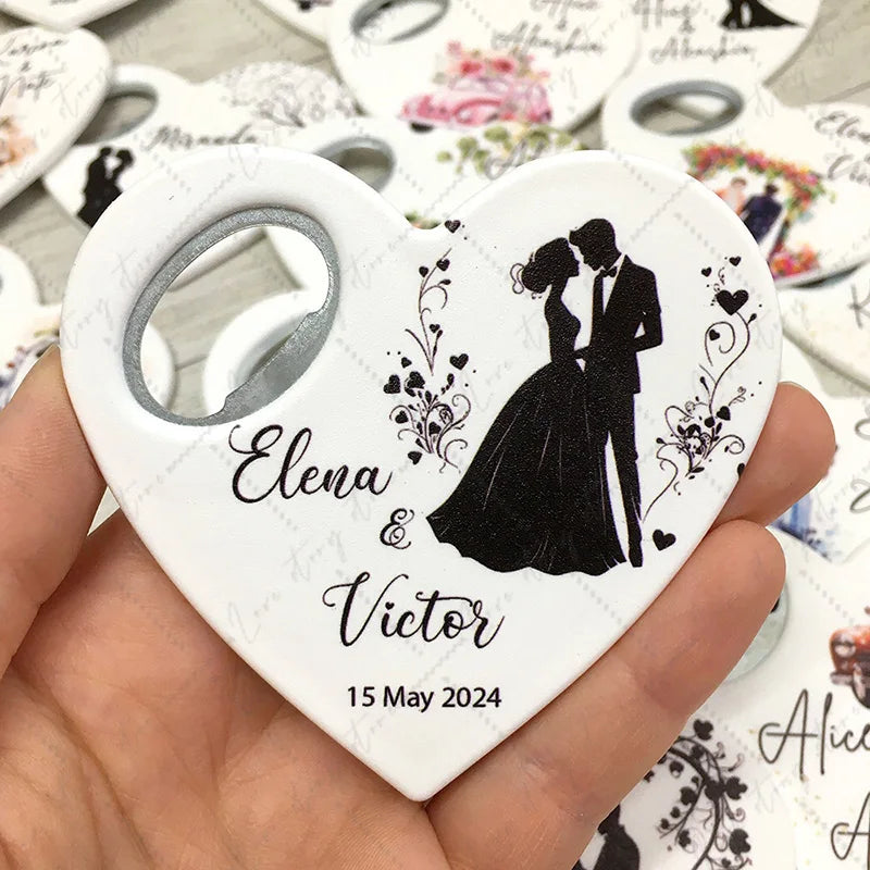 Abridor de Garrafas Magnético Personalizado UV — Lembrança de Casamento