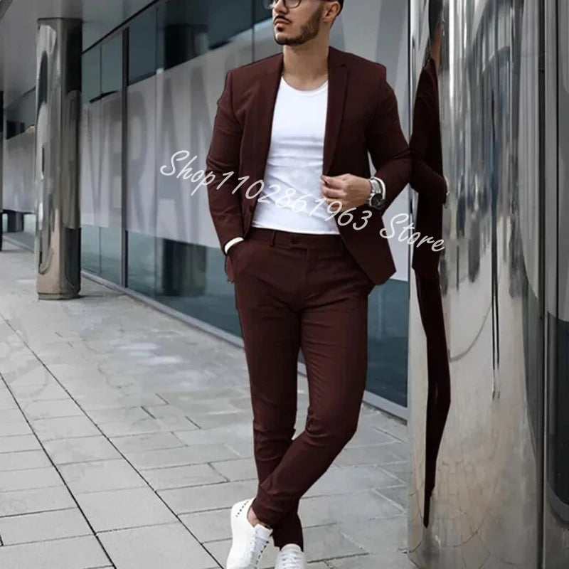 Fato Masculino Cinzento – Conjunto de 2 Peças para Casamento e Eventos Formais