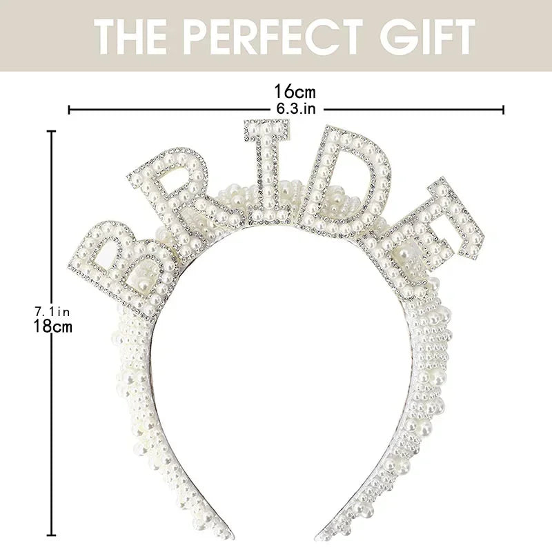 Bandolete "Bride to Be" com Pérolas – Coroa Elegante para Despedida de Solteira