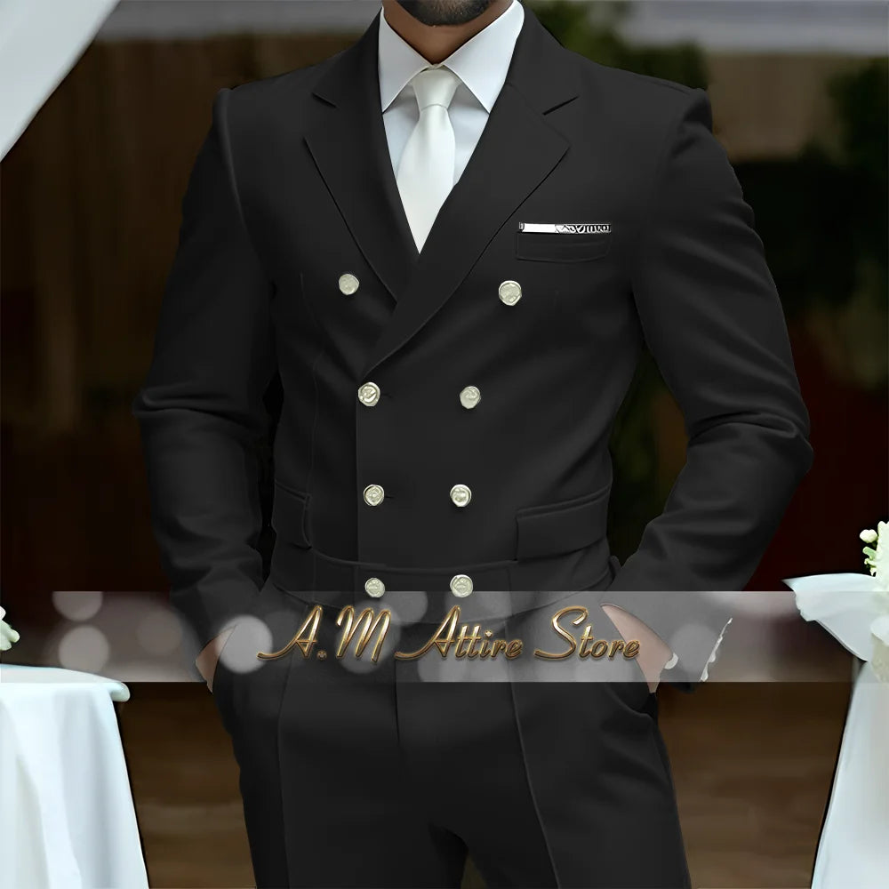 Fato Masculino Branco de Luxo – Blazer Cruzado e Calças Elegantes