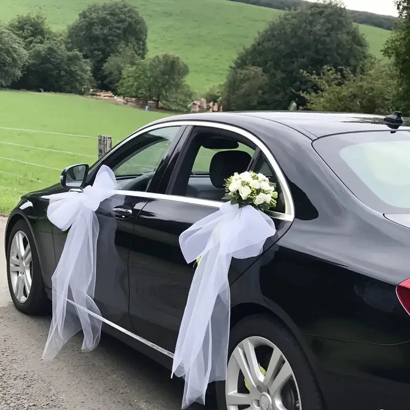 Tule “Just Married” para Carro de Casamento – Pack de 4 Peças