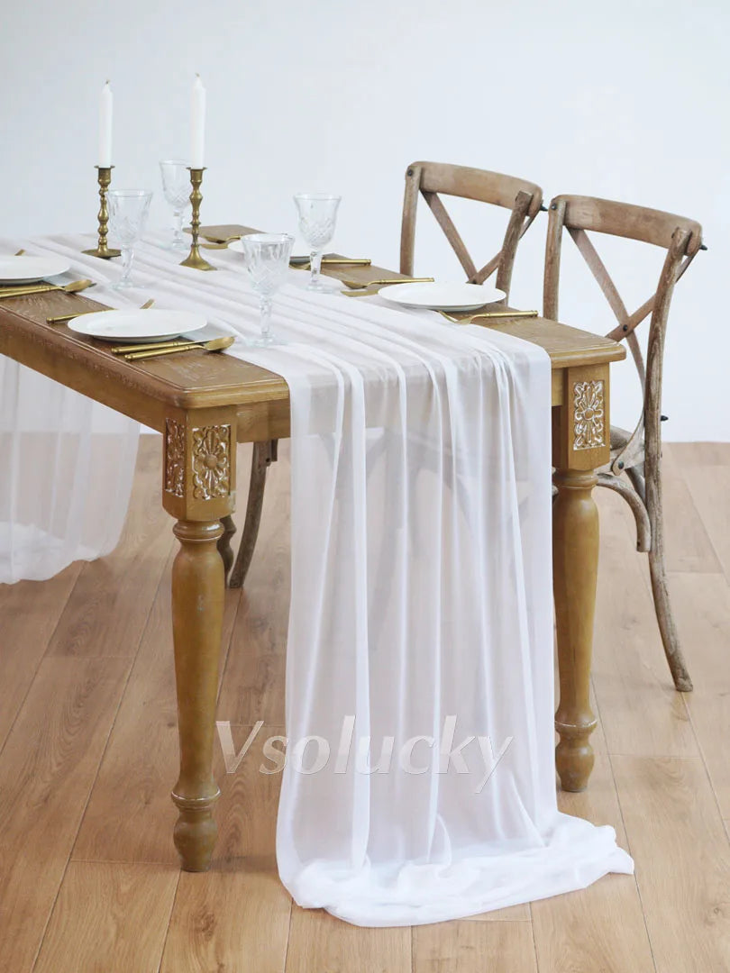 Caminho de Mesa em Gaze Luxuosa – Decoração para Casamentos e Eventos
