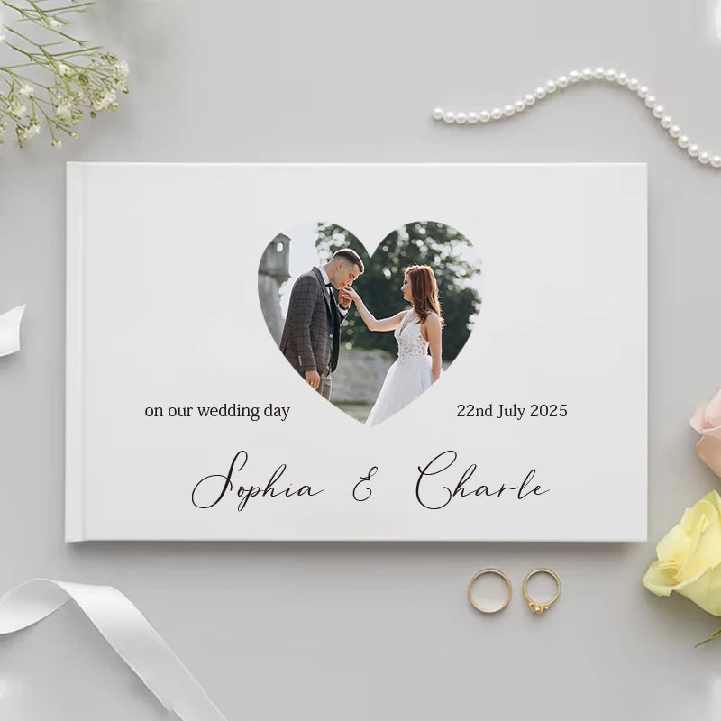 Livro de Honra Personalizado Branco | Álbum Elegante de Assinaturas e Recordações