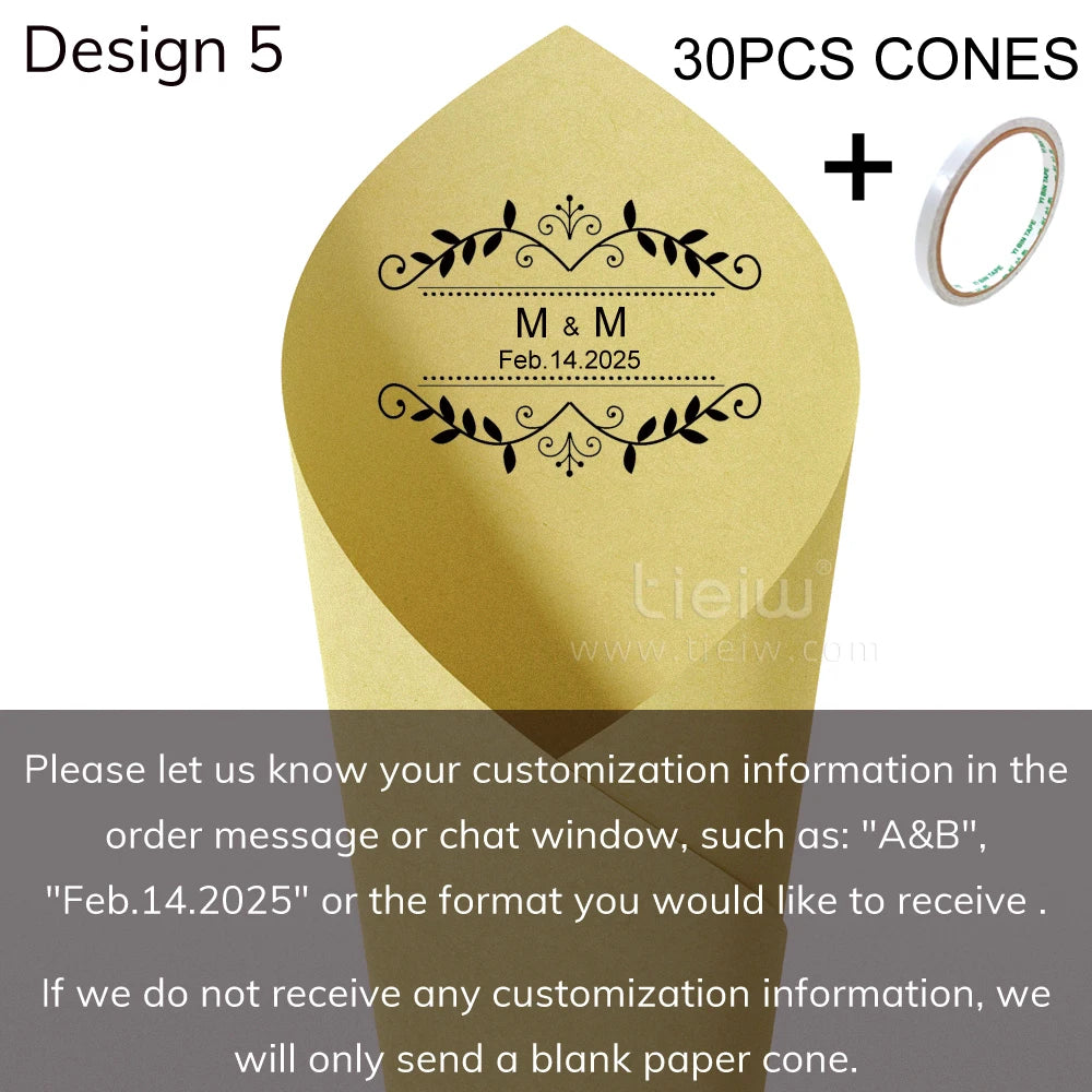 Cones para Confettis Personalizados – Papel Elegante para Casamento
