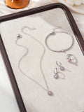 Conjunto de Joias com Zircónias – Colar, Brincos, Pulseira e Anel (sem caixa)