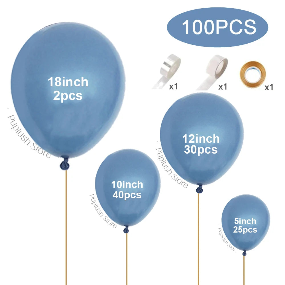 Pack de 100 Balões Azul Poeirento (Dusty Blue) – Decoração Elegante para Festas e Casamentos