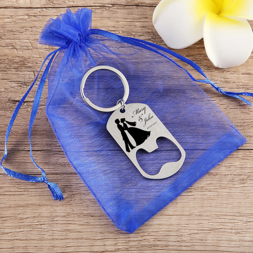 Abridor de Garrafas Personalizado – Chaveiro Lembrança de Casamento