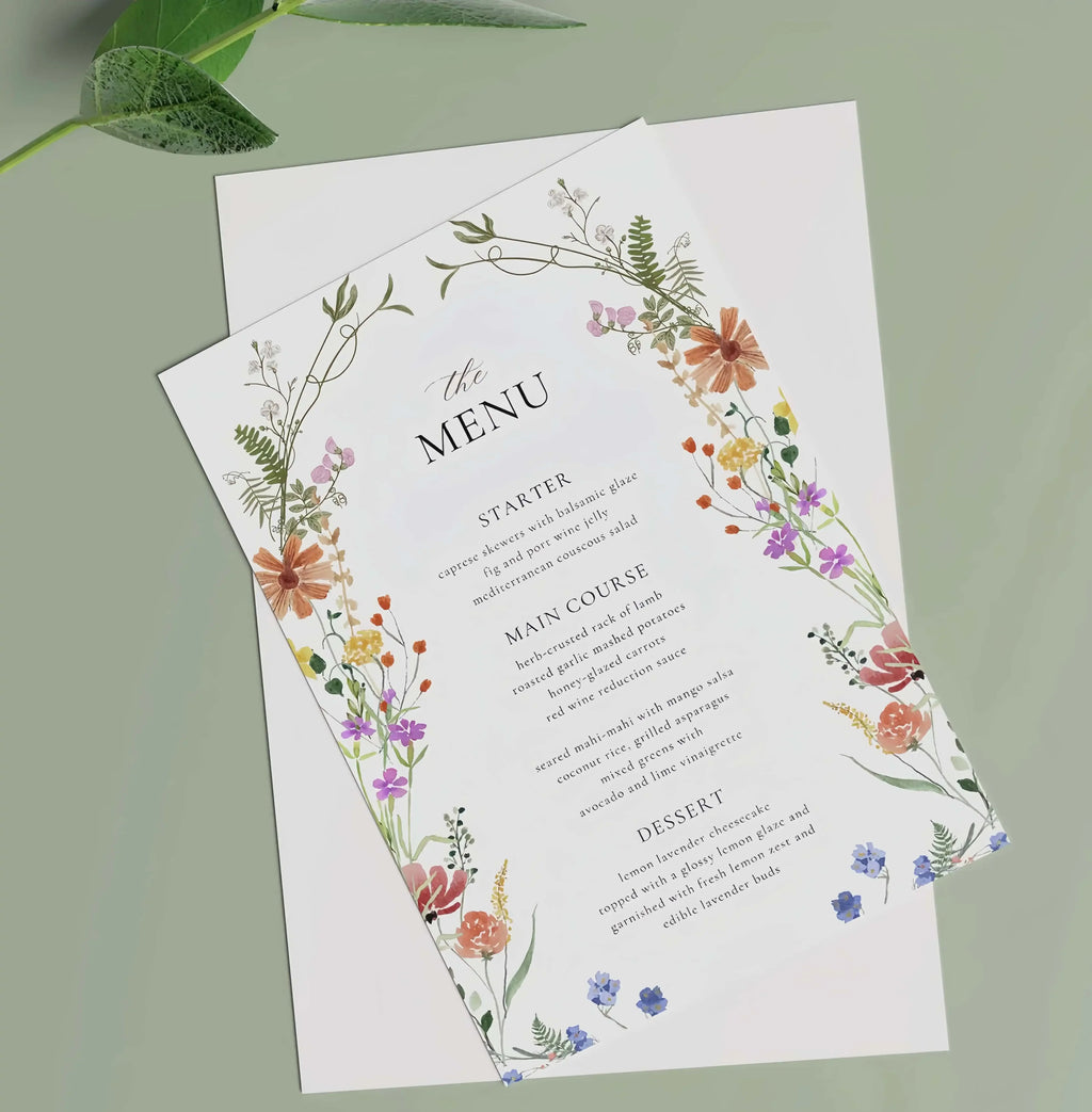 Menus de Casamento Premium com Impressão Letterpress