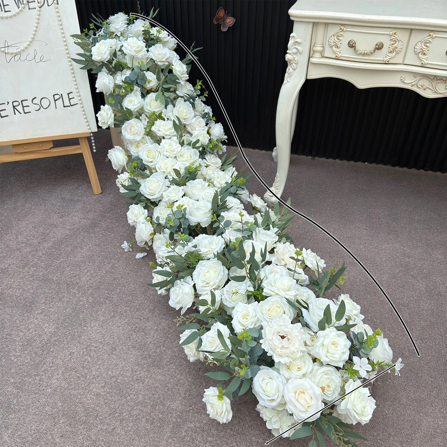 Arranjo Floral Artificial Luxo 2 m – Rosas em Seda para Mesas, Arcos e Casamentos