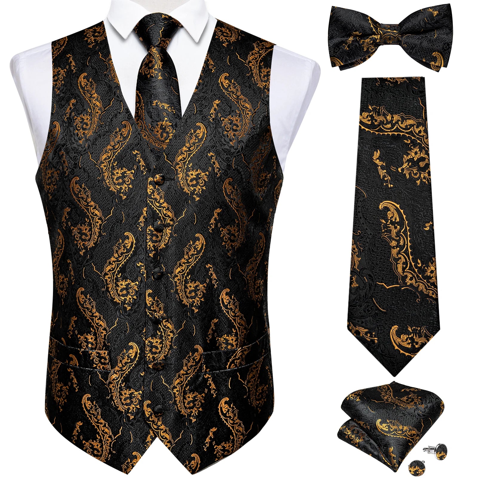 Conjunto Formal Masculino Preto Paisley