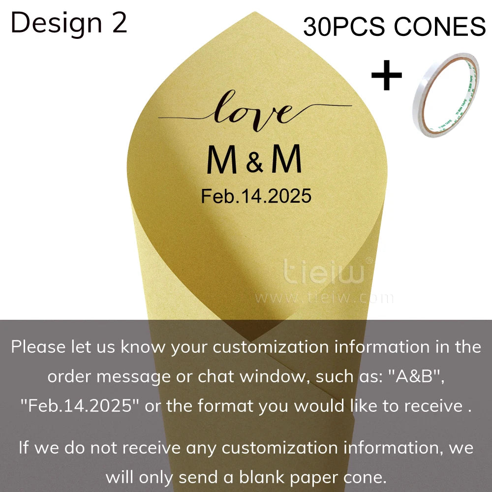 Cones para Confettis Personalizados – Papel Elegante para Casamento
