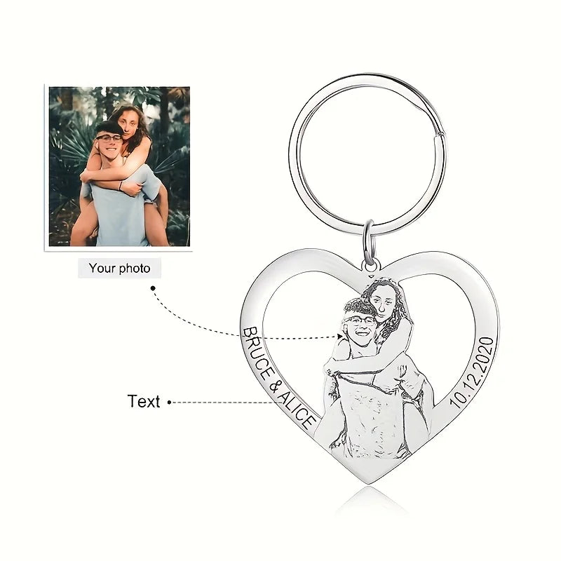 Porta-Chaves Personalizado em Aço Inoxidável com Coração