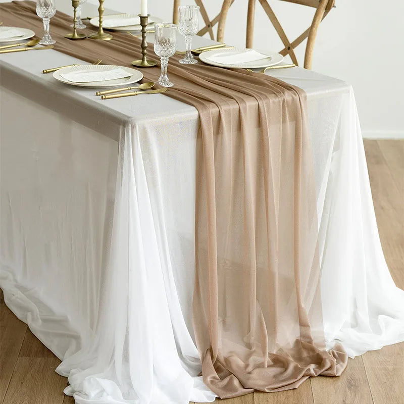 Caminho de Mesa em Gaze Luxuosa – Decoração para Casamentos e Eventos