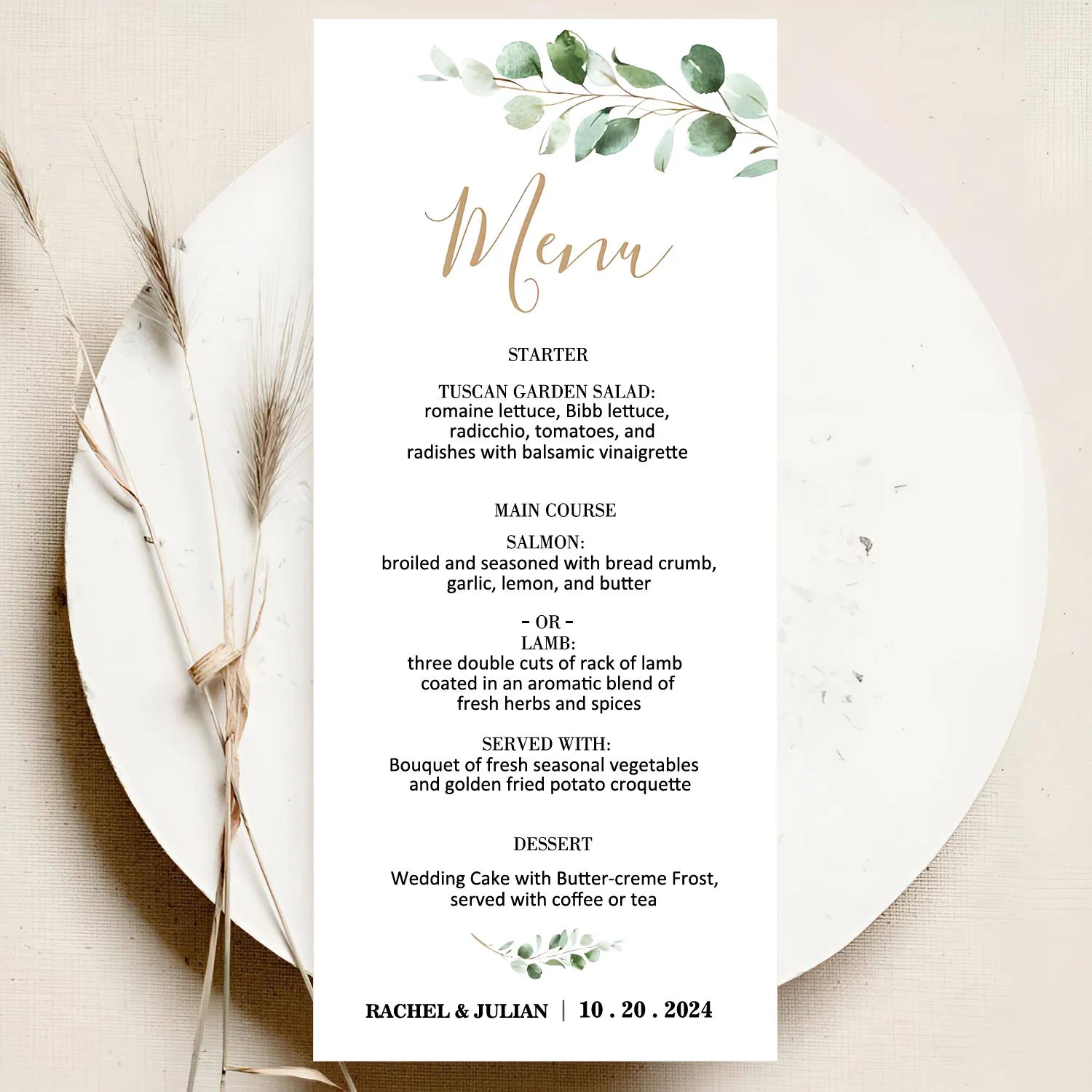 Menus de Casamento Personalizados com Design Floral