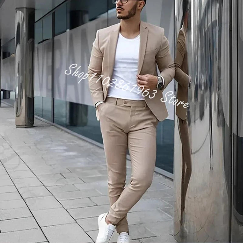 Fato Masculino Cinzento – Conjunto de 2 Peças para Casamento e Eventos Formais