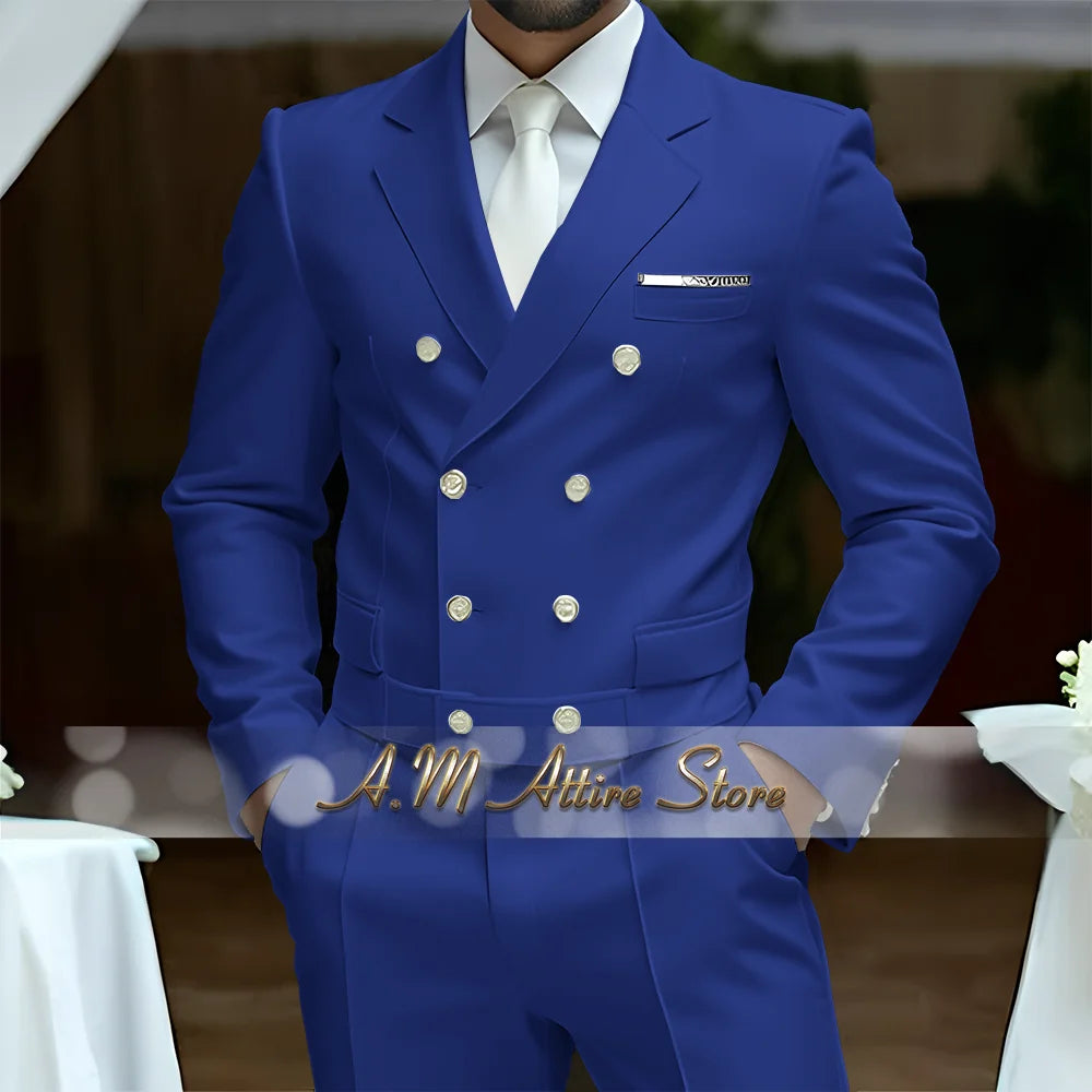 Fato Masculino Branco de Luxo – Blazer Cruzado e Calças Elegantes