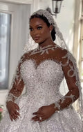 Vestido de Noiva Princesa Luxuoso com Mangas Compridas