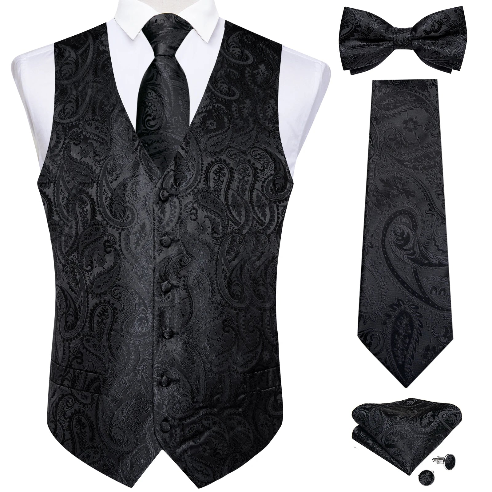 Conjunto Formal Masculino Preto Paisley