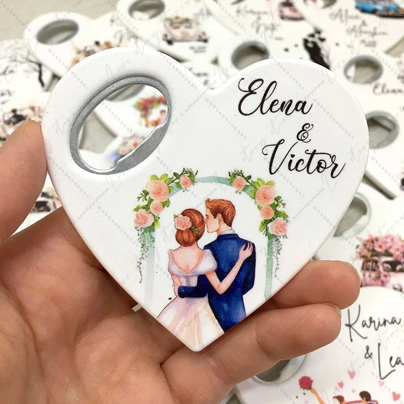 Abridor de Garrafas Magnético Personalizado UV — Lembrança de Casamento