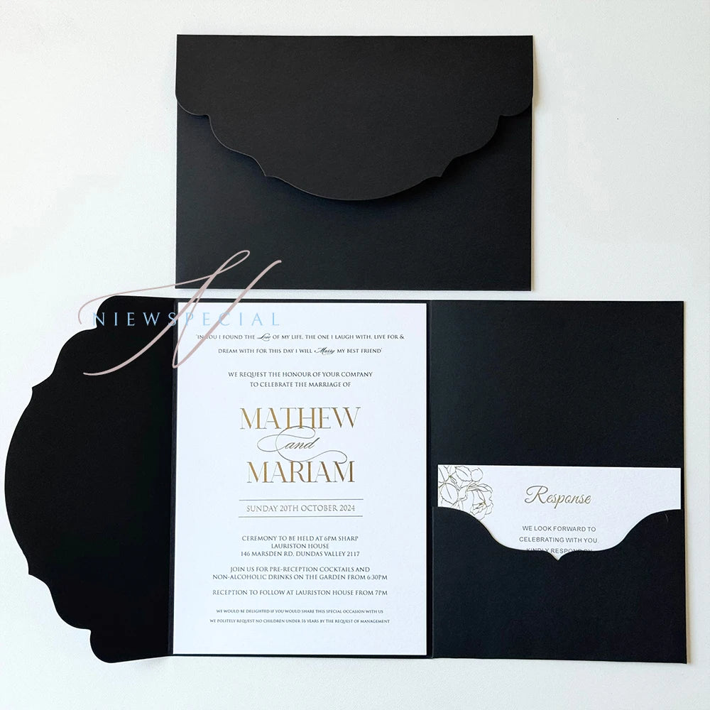 Convites Pocketfold DIY Premium – 10, 20 ou 25 Unidades | Elegância Personalizável para Casamentos