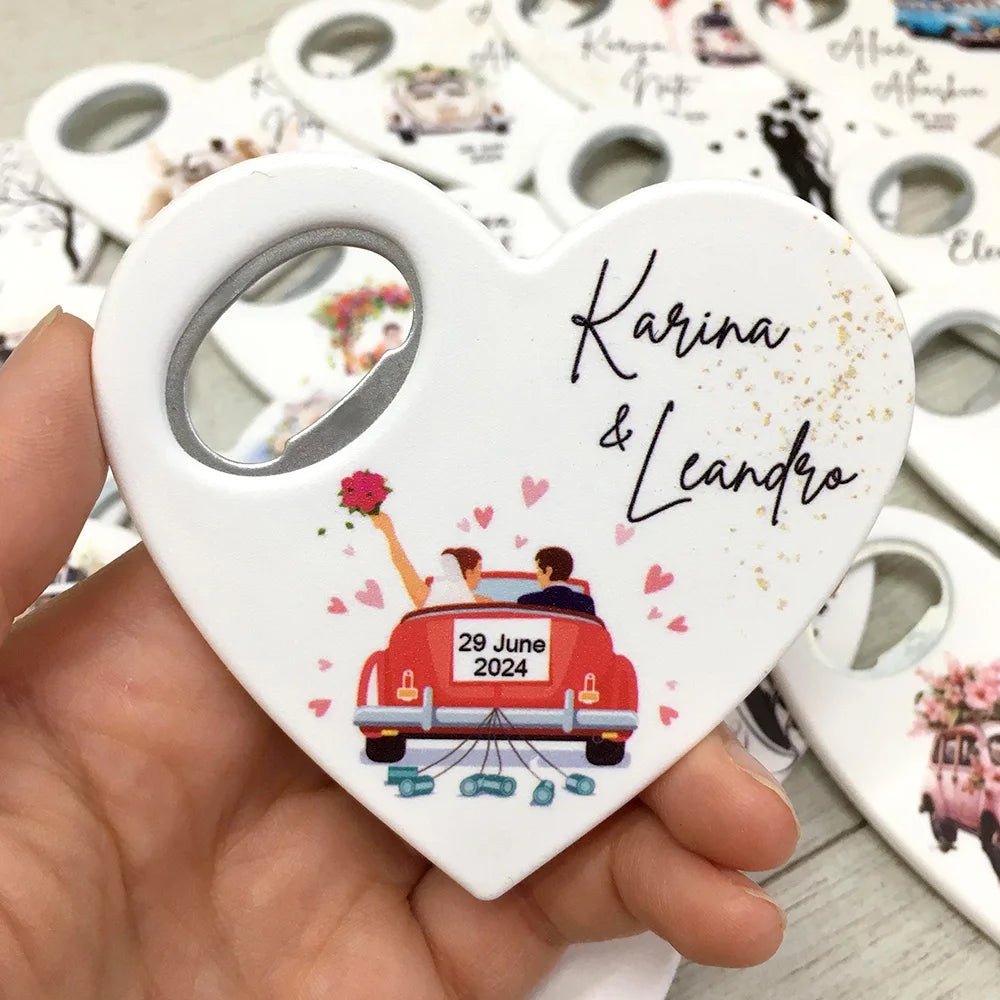 Abridor de Garrafas Magnético Personalizado UV — Lembrança de Casamento