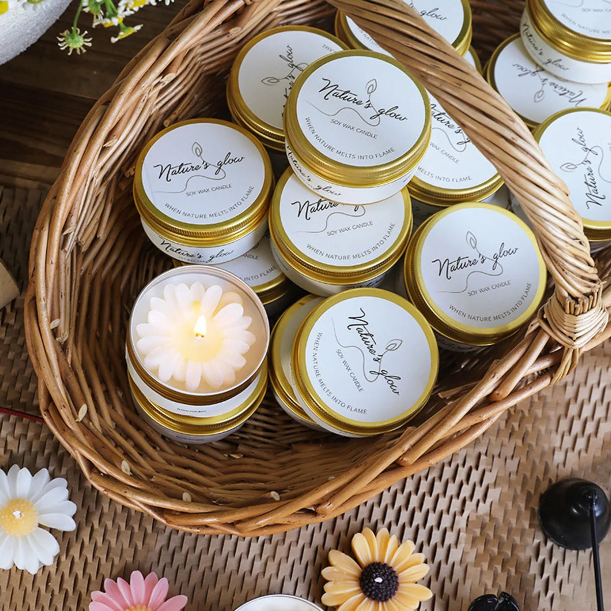 Mini Vela Margarida – Lembrança Elegante de Casamento Nupcya