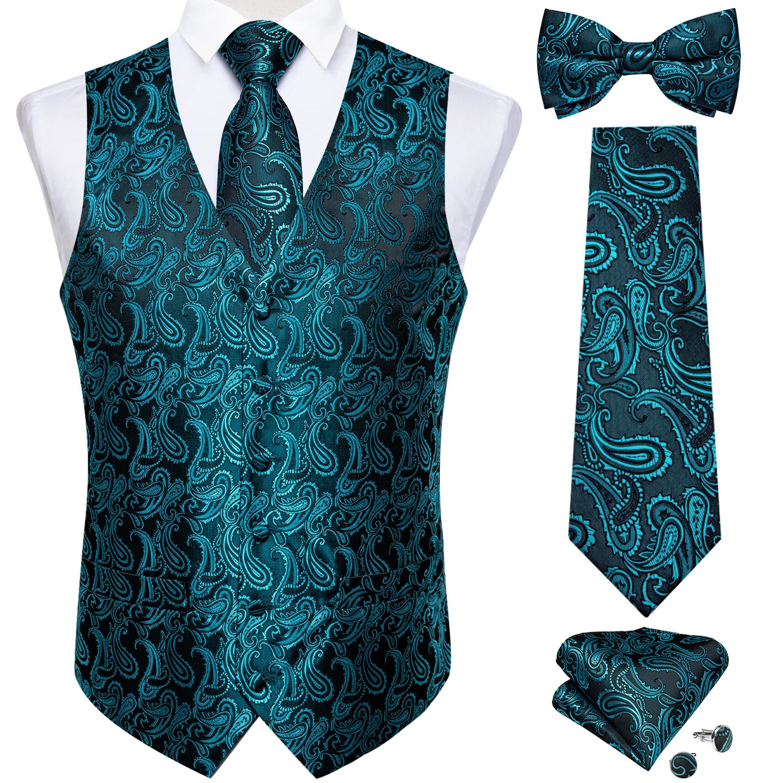 Conjunto Formal Masculino Preto Paisley