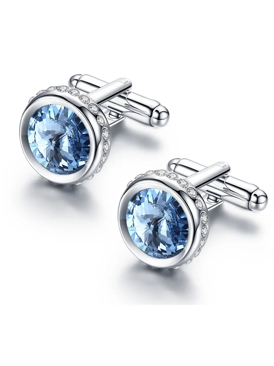 Botões de Punho com Cristal Azul