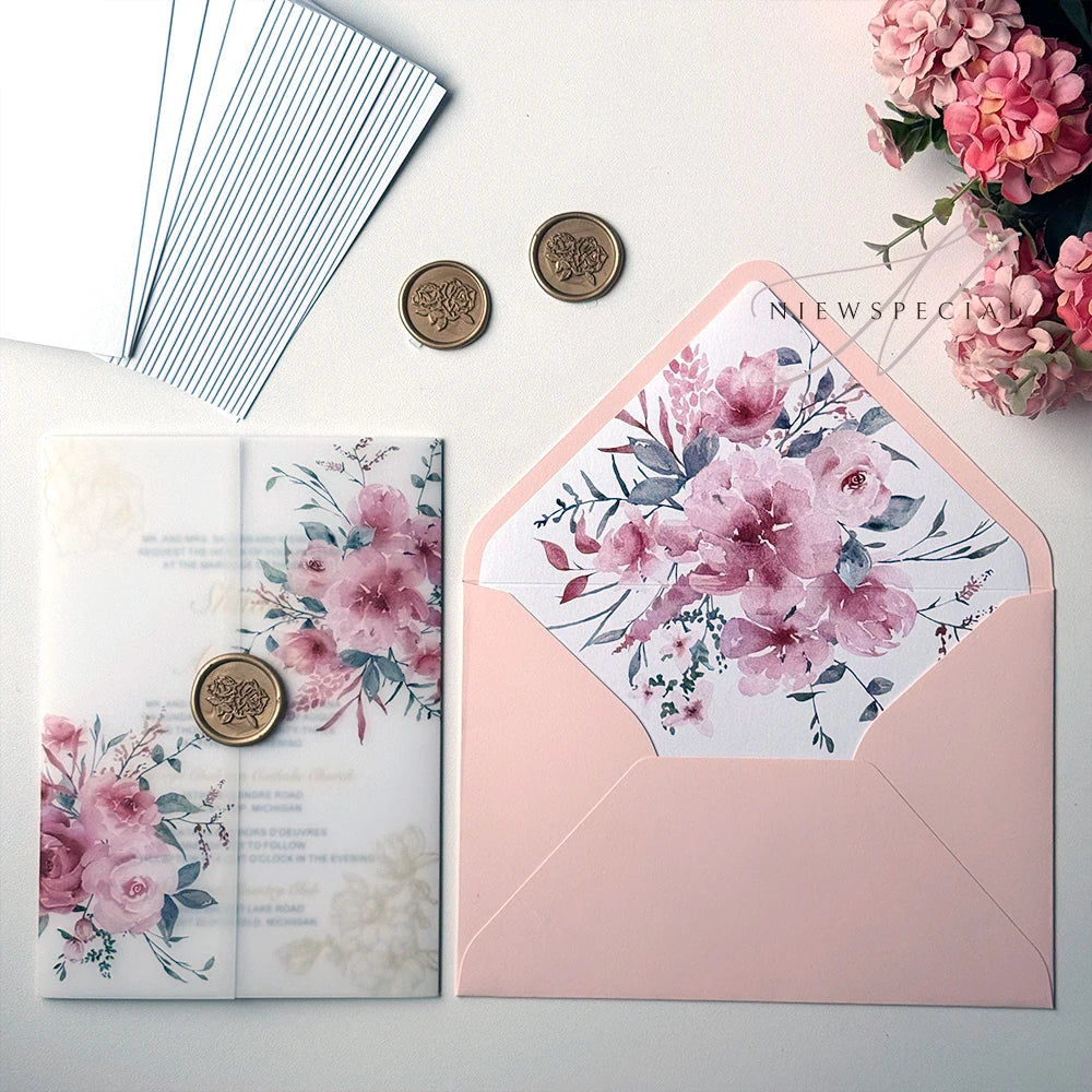 Conjunto de Convites Florais Premium – Pack de 10