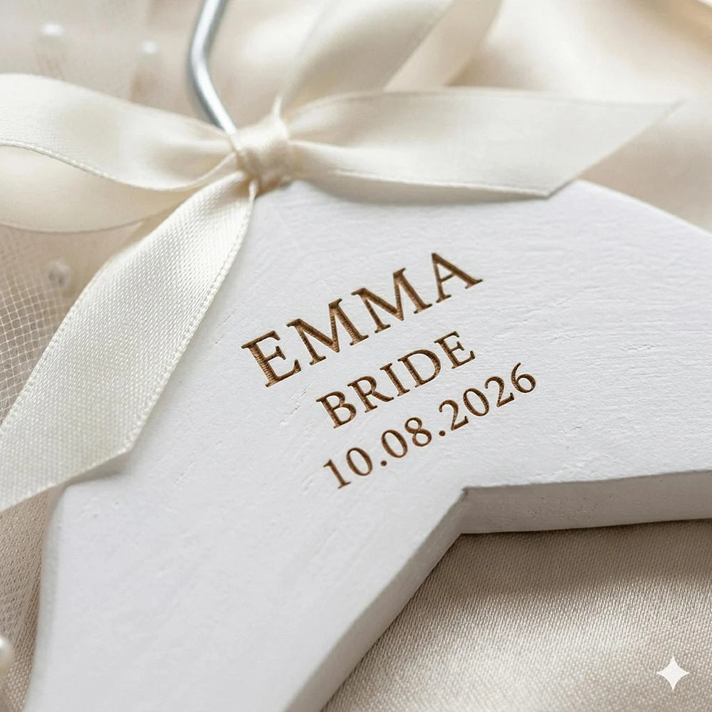 Cabide de Madeira Gravado Personalizado – A Recordação Perfeita para o Seu Casamento