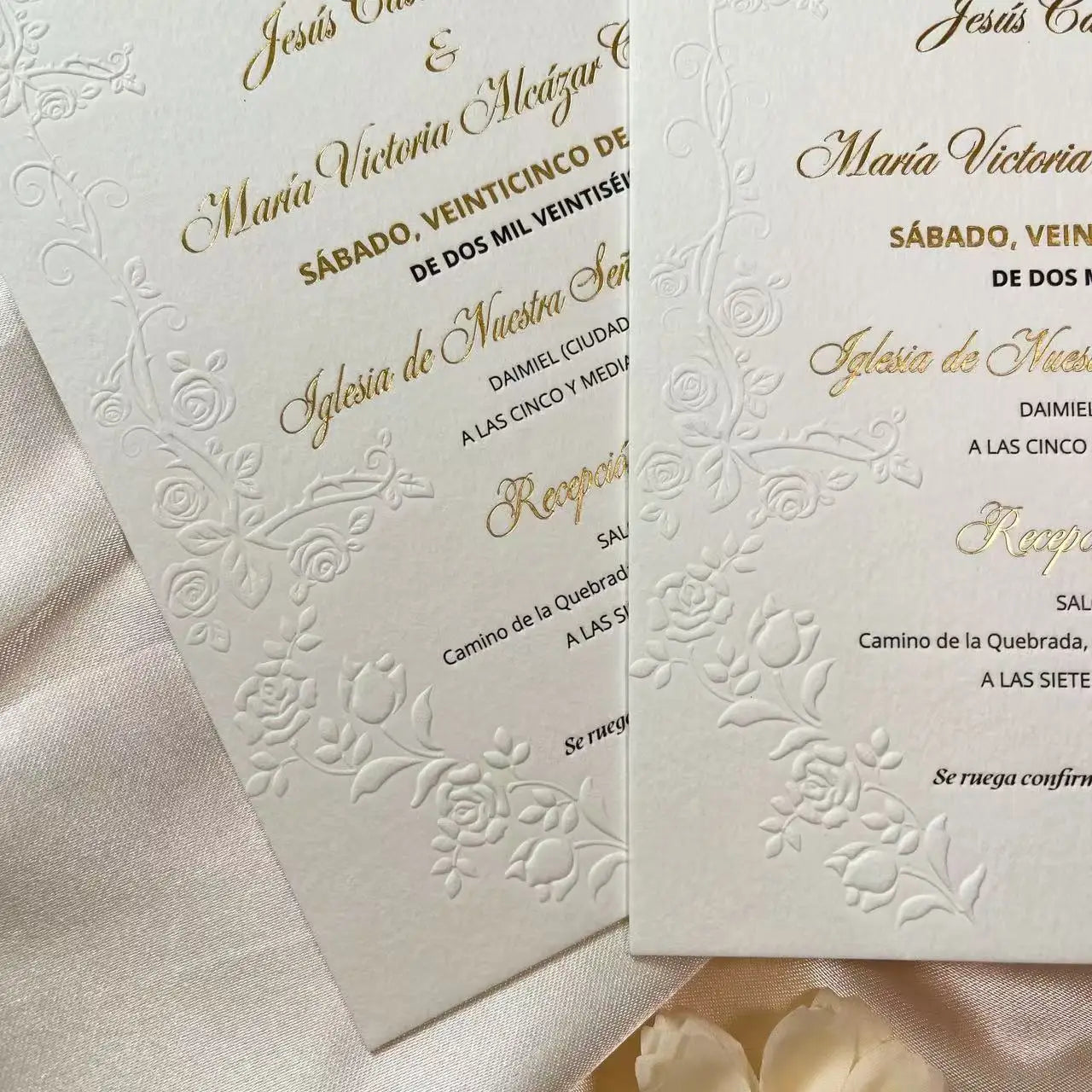 Convites de Casamento com Estampagem Dourada Premium – Personalizados | Luxo em Cada Detalhe