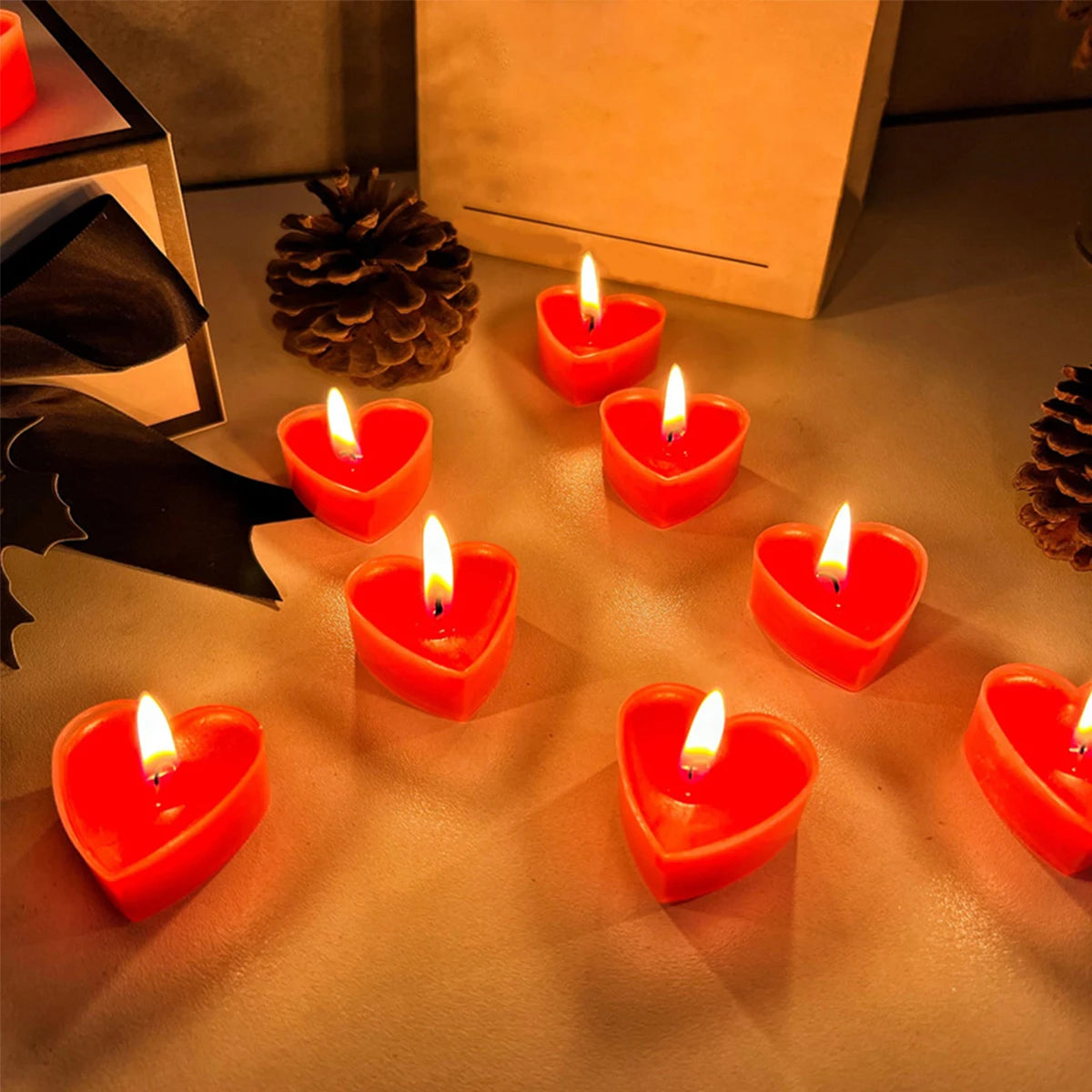 Velas Aromáticas em Forma de Coração — Kit com 9 Unidades