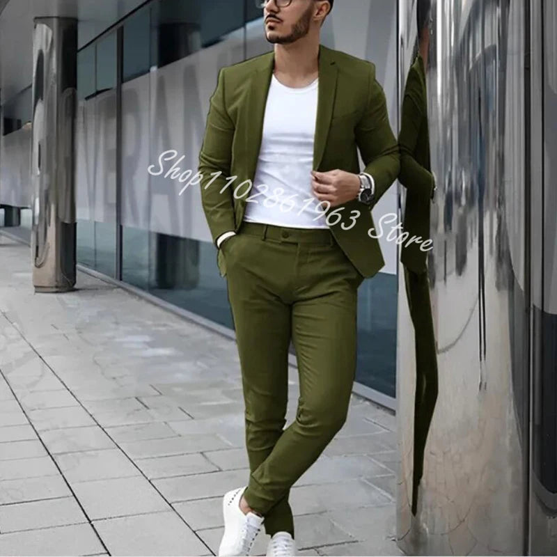 Fato Masculino Cinzento – Conjunto de 2 Peças para Casamento e Eventos Formais