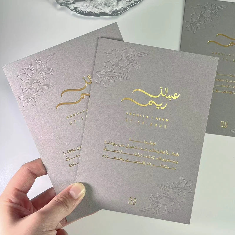 Convites Premium com Estampagem Dourada e Letterpress – Pack de 100 | Papel 500 g/m² Deluxe